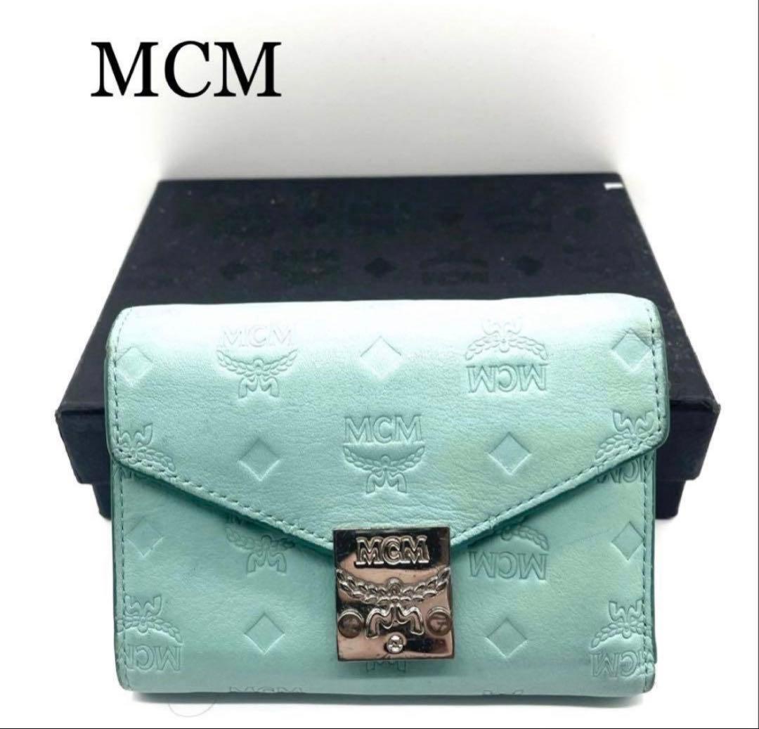 ななごん MCM ミントグリーン 三つ折り財布