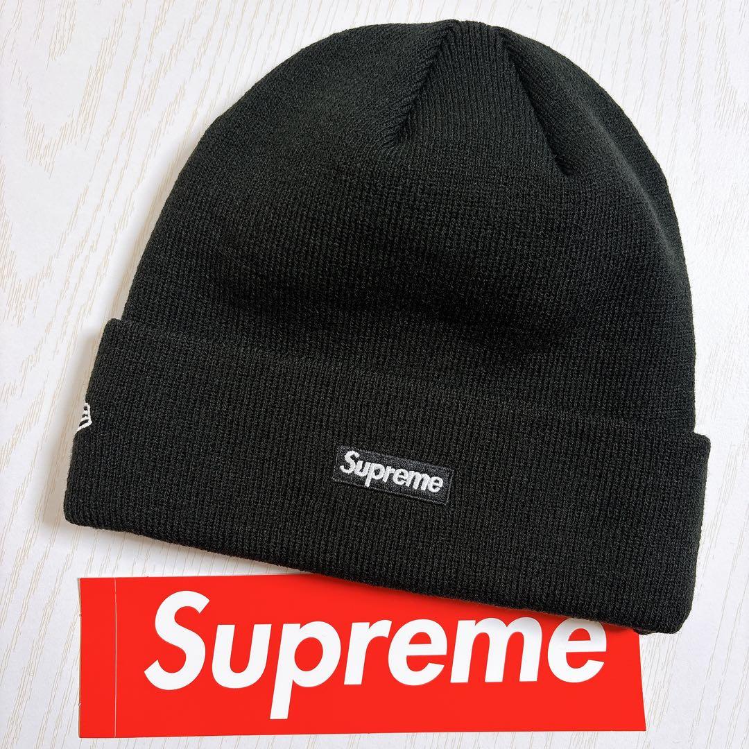 Supreme NEW ERA ニット帽　ビーニー　Sロゴ ブラック　ピンク