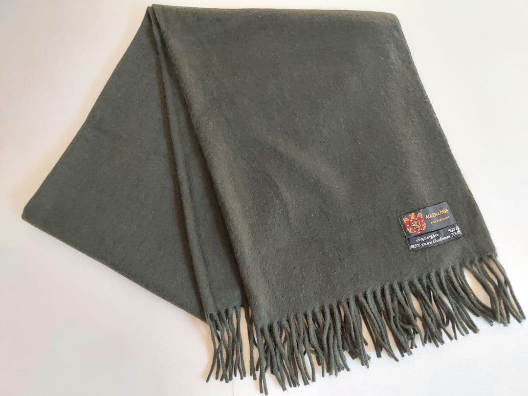 ADLER-LÖWE 100%カシミヤ ストール オリーブ大判 グリーン 極美品