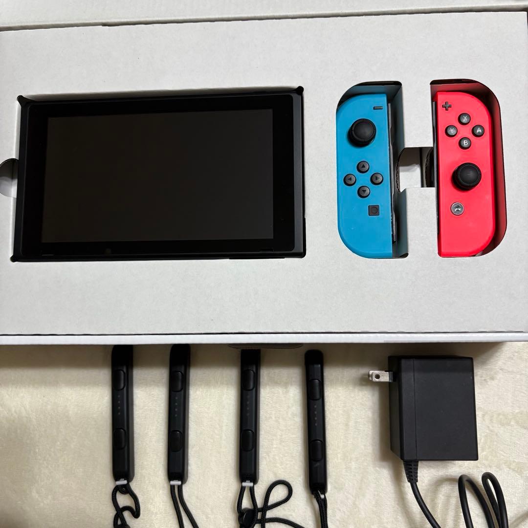 美品　Nintendo Switch 本体 青/赤 箱、Joy-Con付き