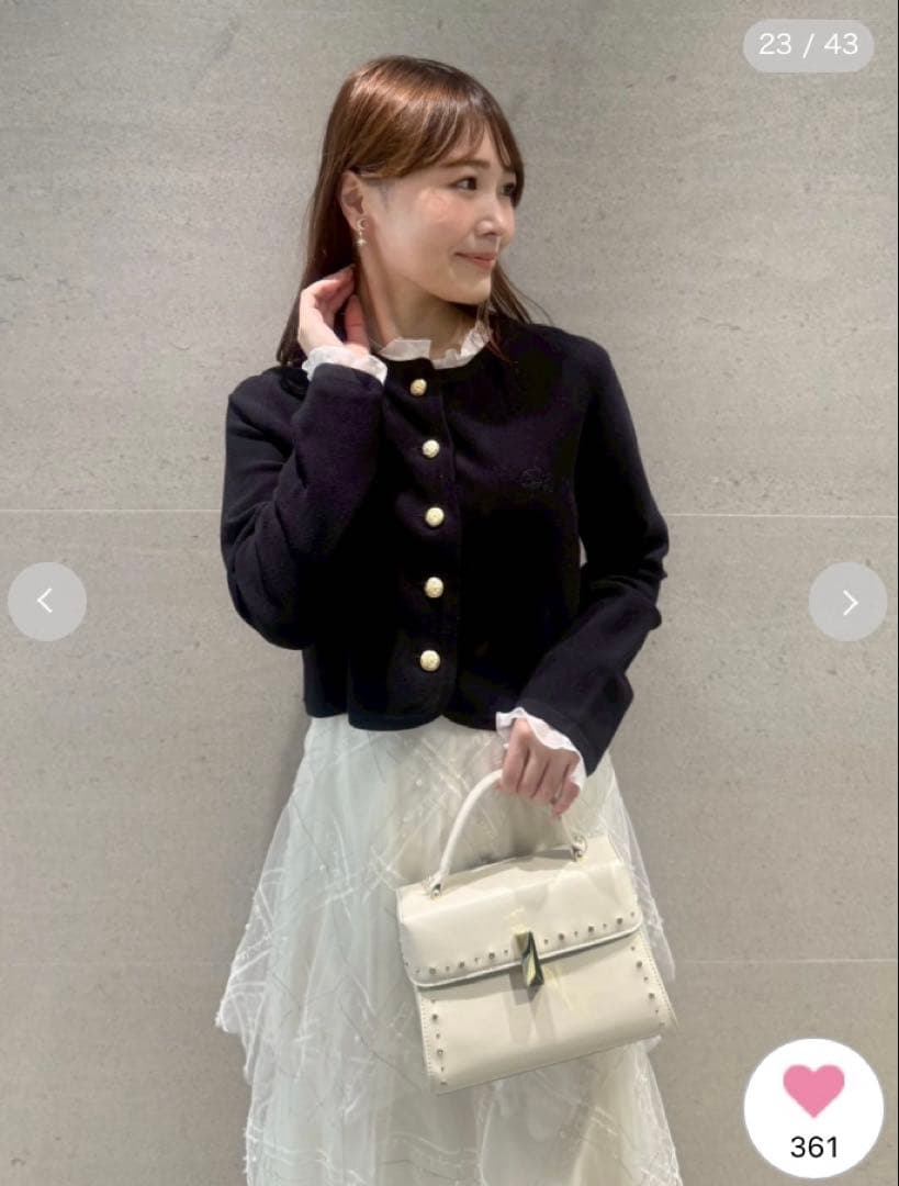 CELFORD セルフォード　フリルデタッチャブルカーディガン　BLK 黒