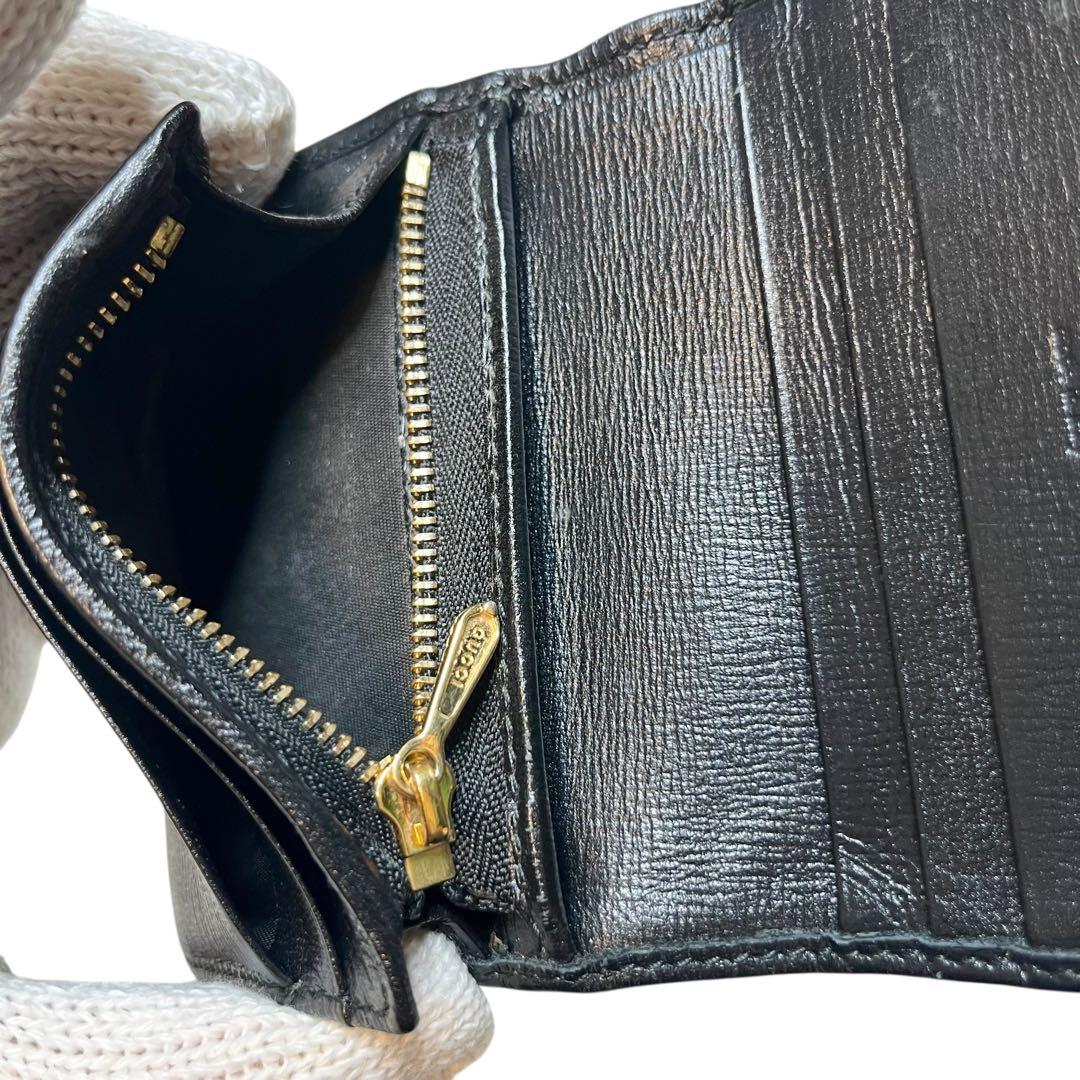 GUCCI グッチ インターロッキング G マリーナ 二つ折り財布 GG 黒