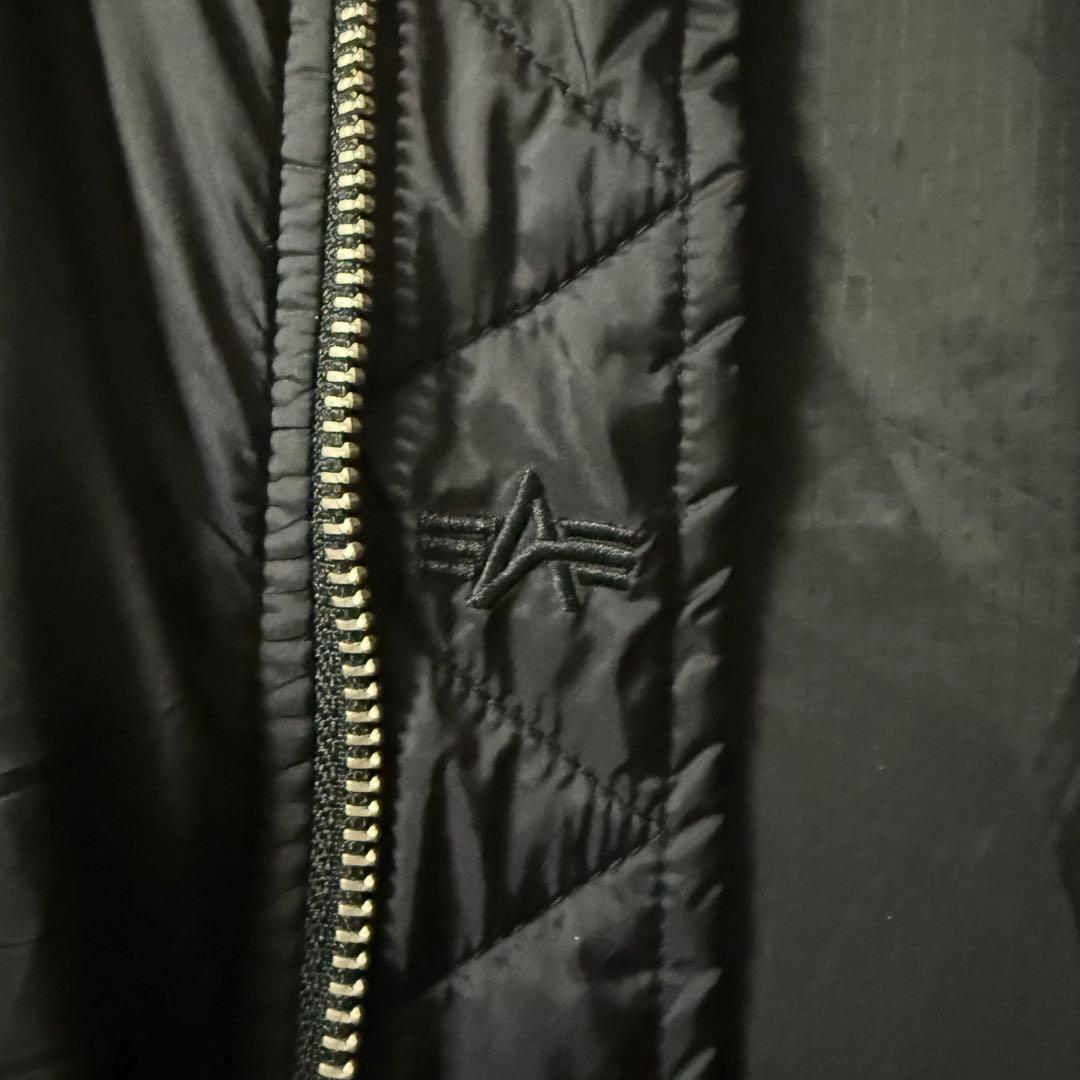 アルファインダストリーズ ナイロン 中綿 薄手 MA-1ブラック