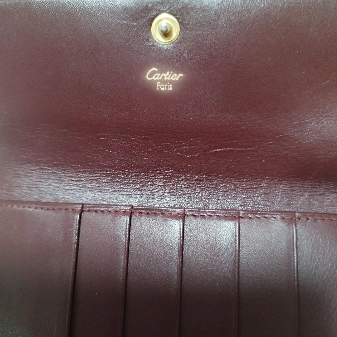 良品 Cartier カルティエ マストライン 三つ折り財布　がま口 ボルドー