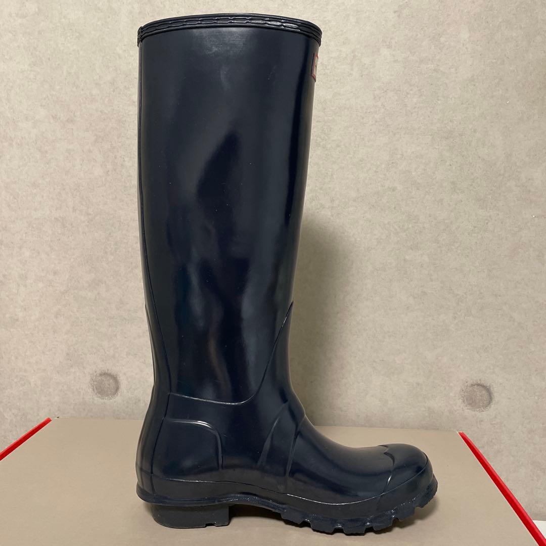 HUNTER ネイビー ロングブーツ バックル付き