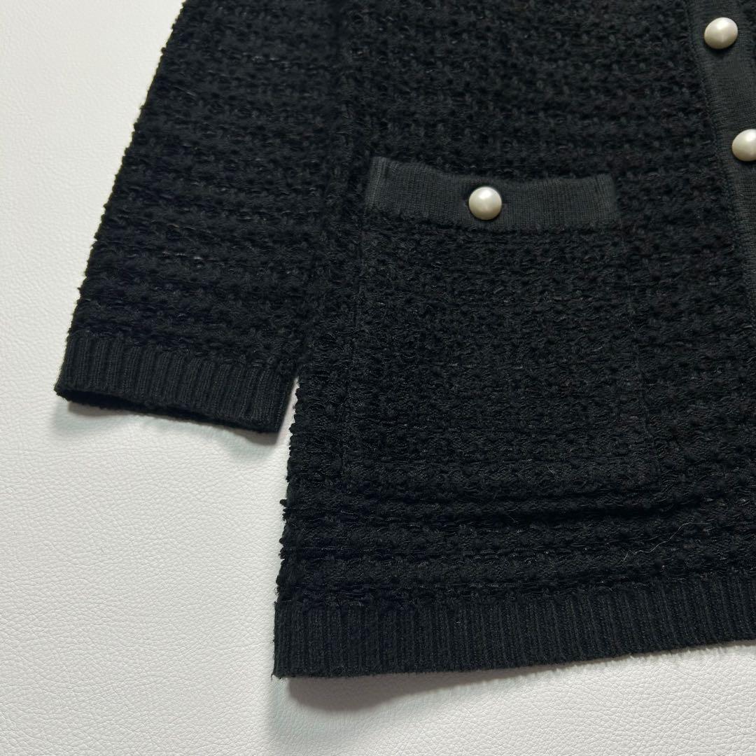 23AW✨Rene ルネ ツイード ニット カーディガン パール ブラック 近年