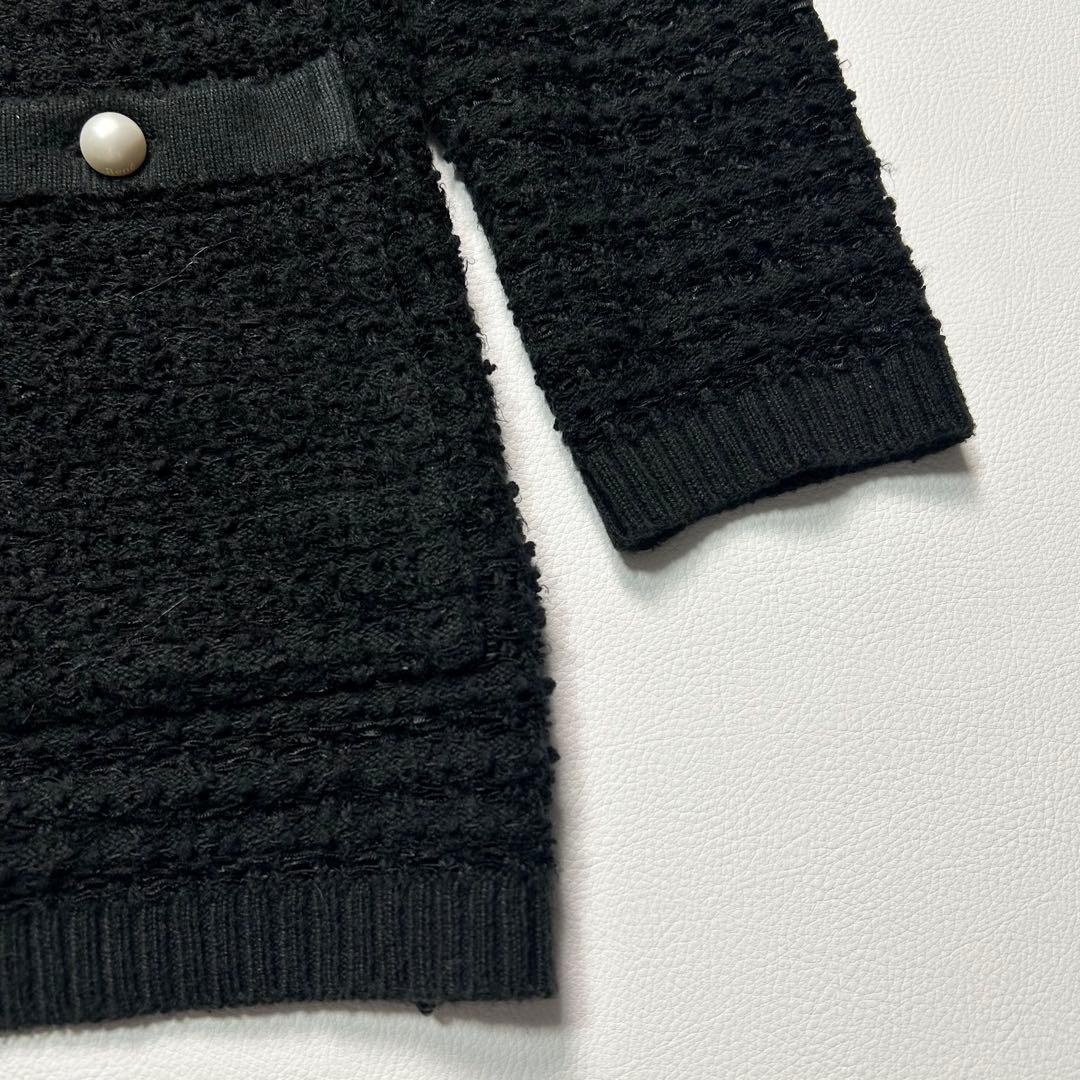 23AW✨Rene ルネ ツイード ニット カーディガン パール ブラック 近年