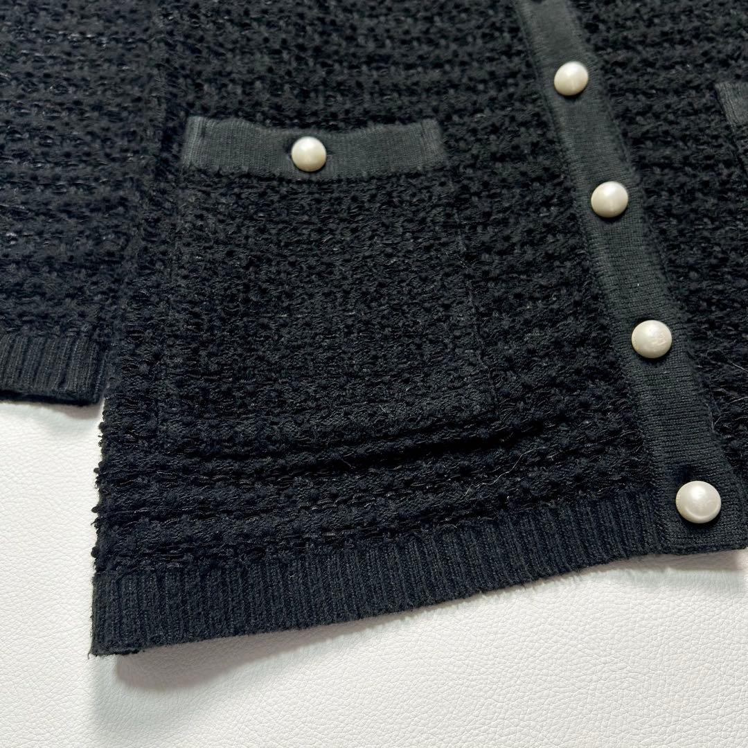 23AW✨Rene ルネ ツイード ニット カーディガン パール ブラック 近年