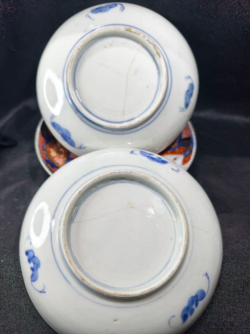 古伊万里 色絵金彩小皿3枚 手描き 骨董 旧家蔵出し美品 時代物 古美術