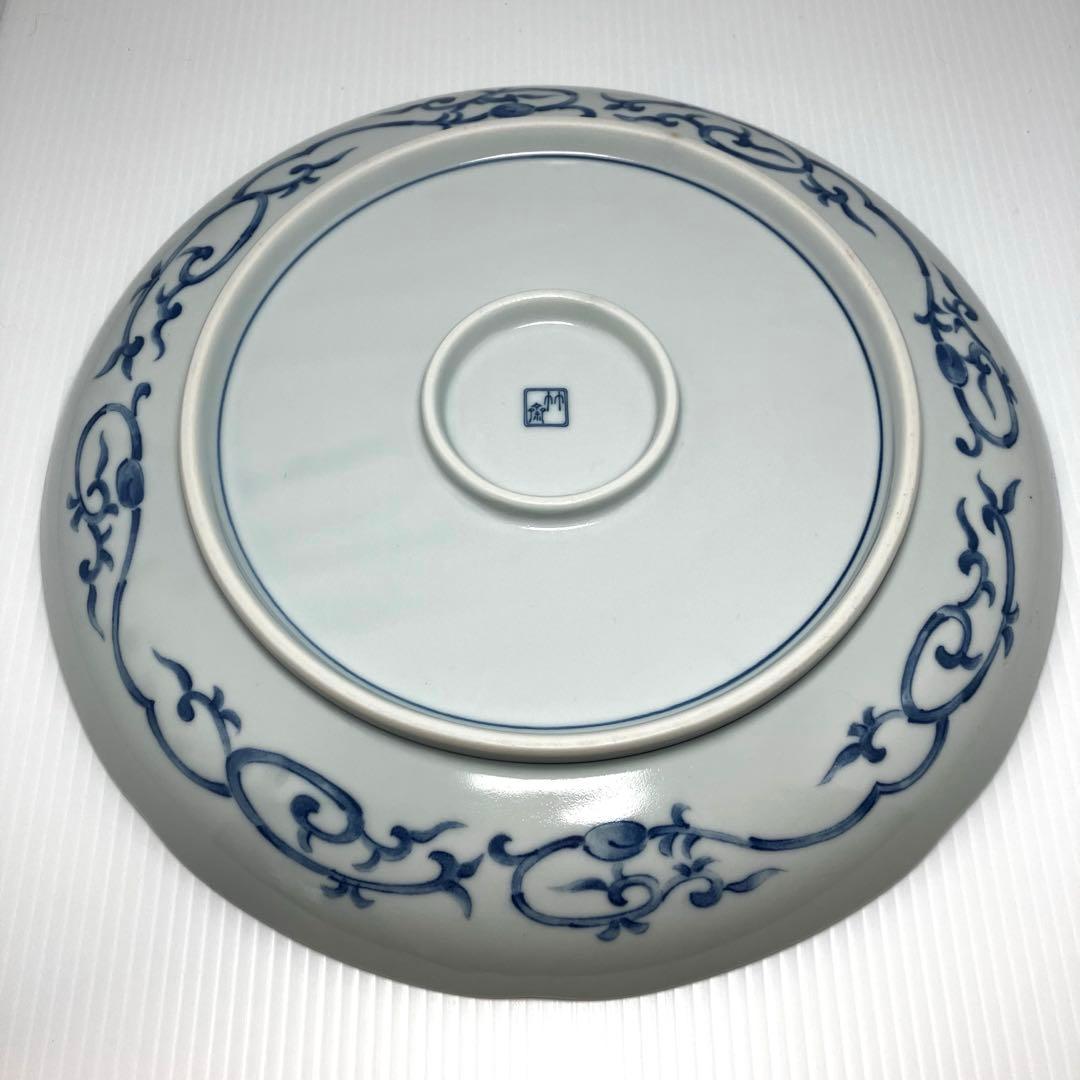 希少 有田焼 林斎窯 古伊万里 大皿 丸皿 青色 伝統工芸 32cm 皿