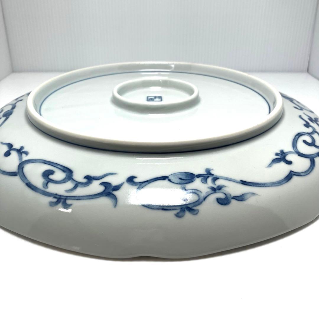 希少 有田焼 林斎窯 古伊万里 大皿 丸皿 青色 伝統工芸 32cm 皿