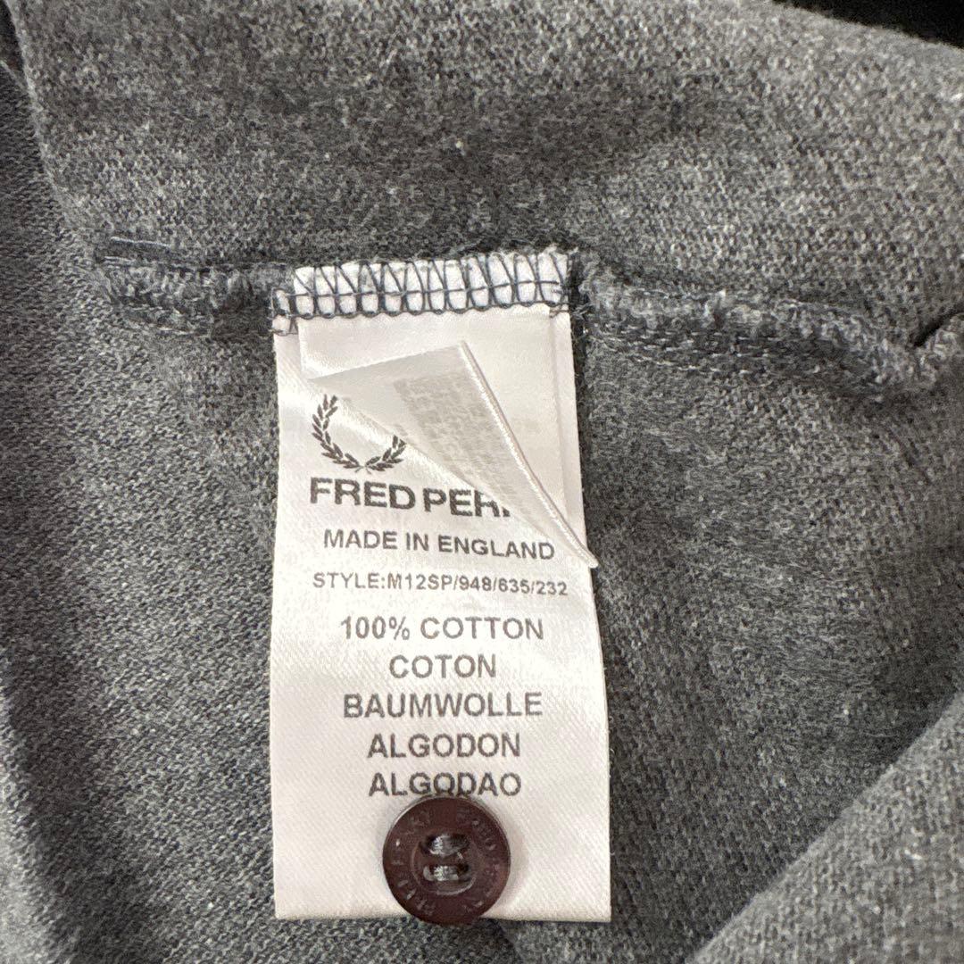 ▪️FRED PERRY メイドインイングランド　グレー　ポロシャツ　ライン　半袖