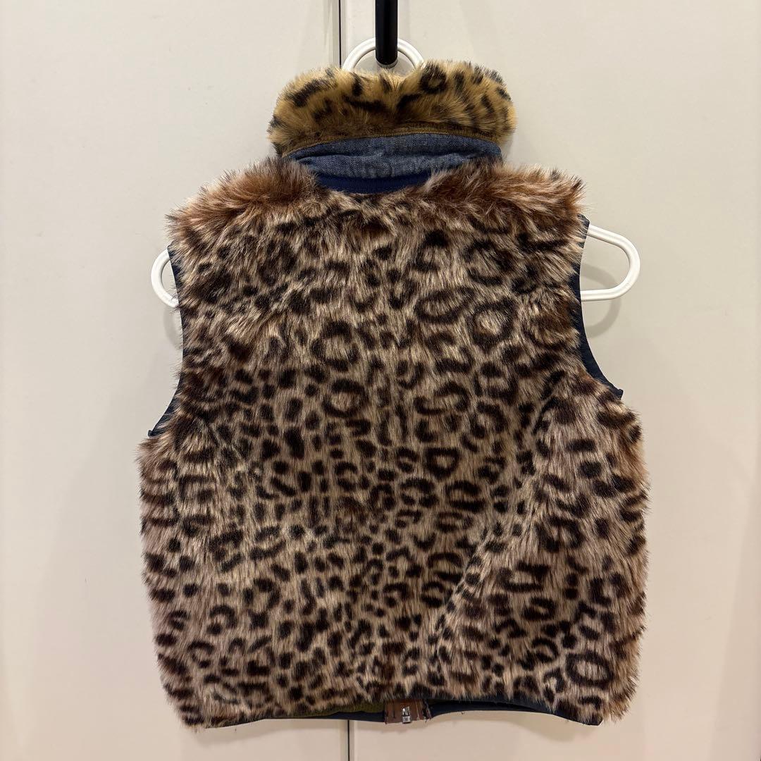 【新品未使用】DENIM DUNGAREE デニムダンガリー ヒョウ柄ボアベスト