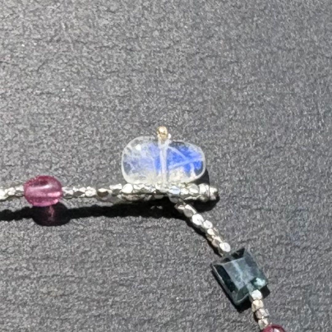ローマングラスと天然石のカレンシルバーブレスレット