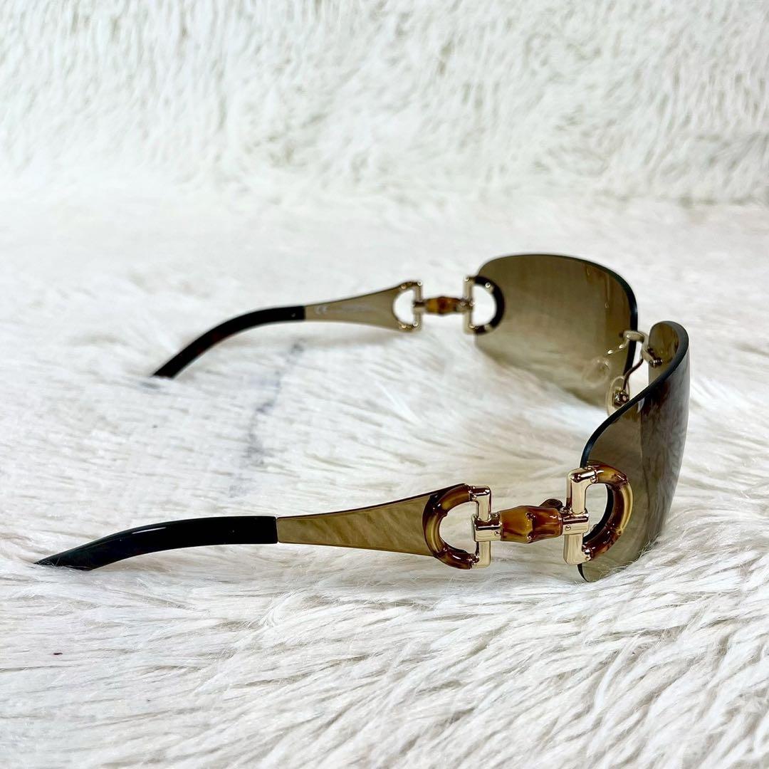 美品　GUCCI　サングラス　GG2801　ホースビット　バンブー　ブラウン