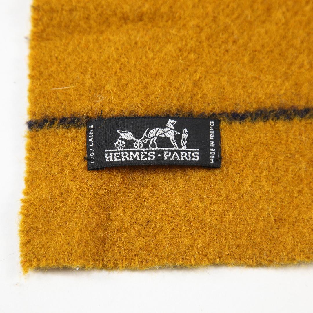 HERMES エルメス フランス製 ロカバール ウールマフラー ボーダー