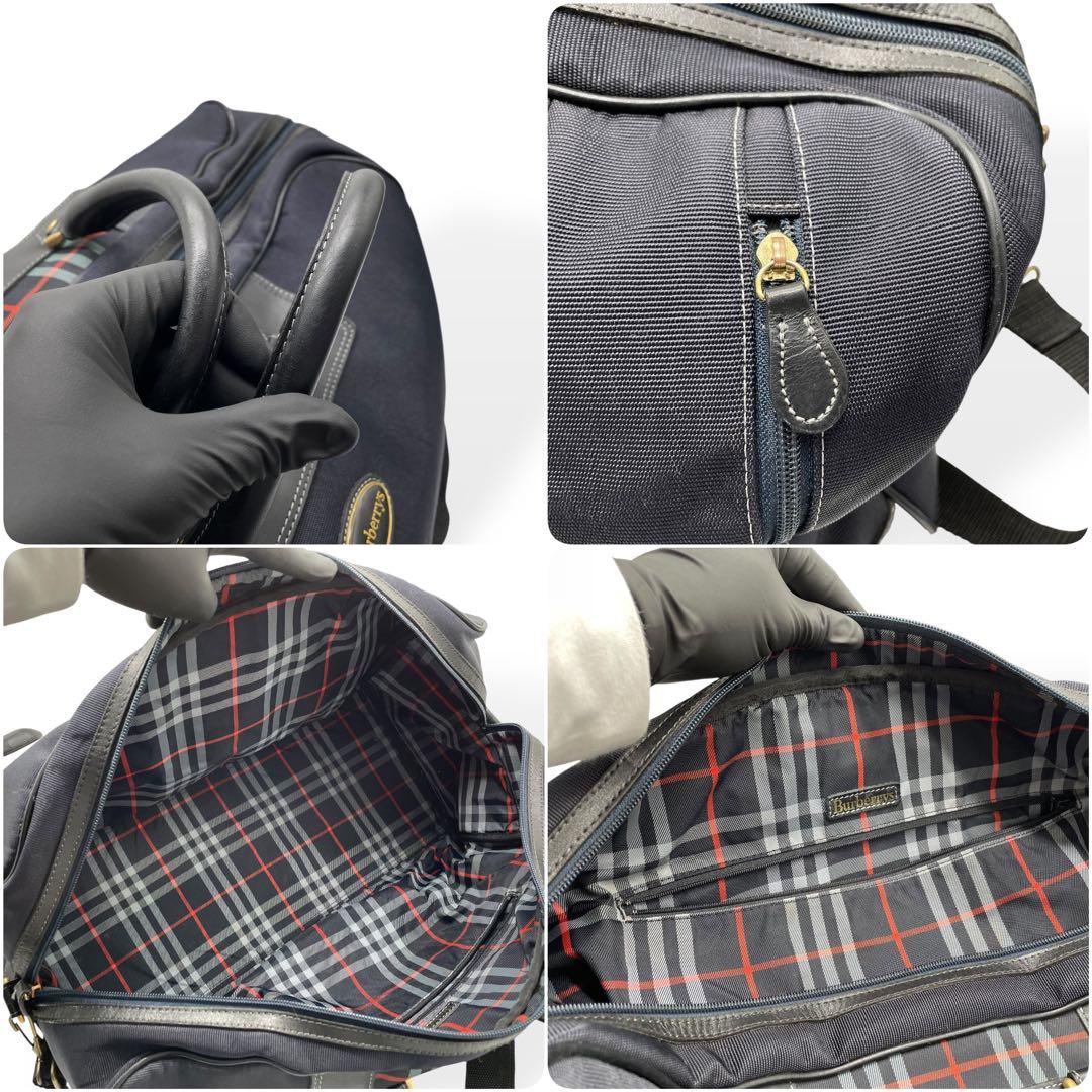 良品　Burberry バーバリー　ボストンバッグ　ダークネイビー　2way