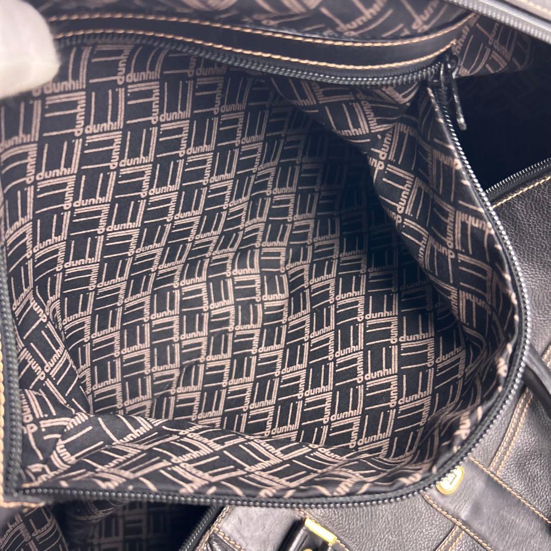 【美品】ダンヒル　ボストンバッグ　レザー　ロゴ金具　デカボストン　黒　旅行バッグ