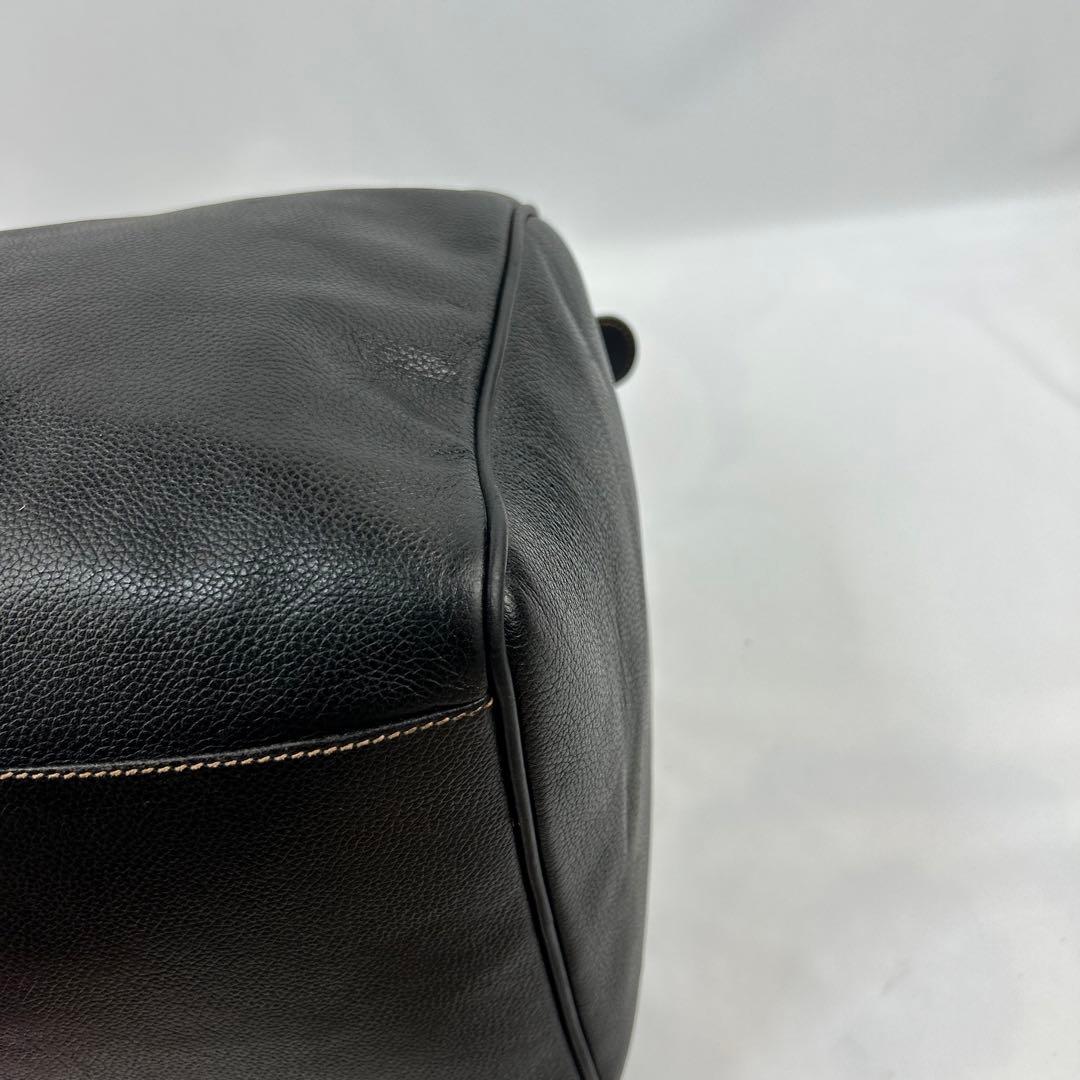 【美品】ダンヒル　ボストンバッグ　レザー　ロゴ金具　デカボストン　黒　旅行バッグ