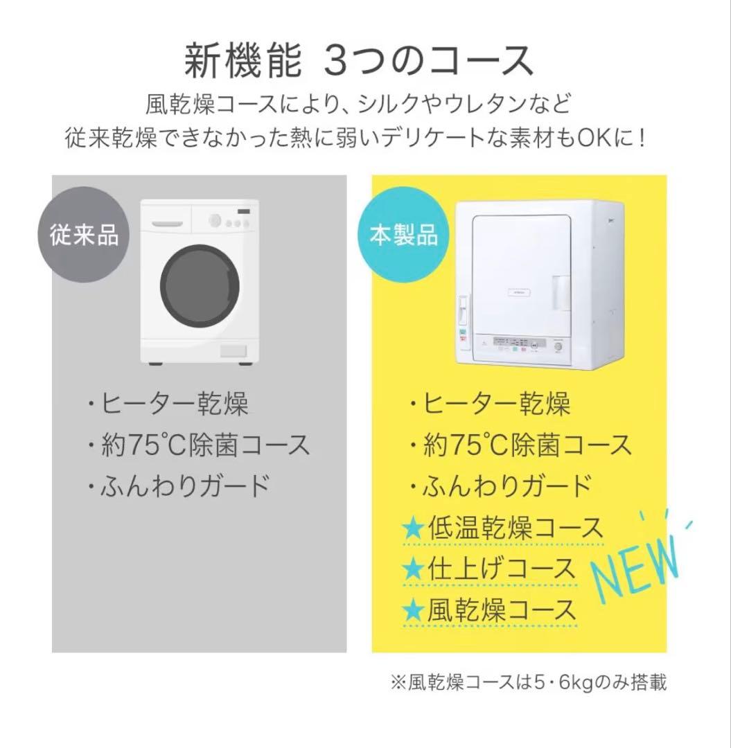 日立 DE-N60HV-W 衣類乾燥機 6kg ピュアホワイト DEN60HVW