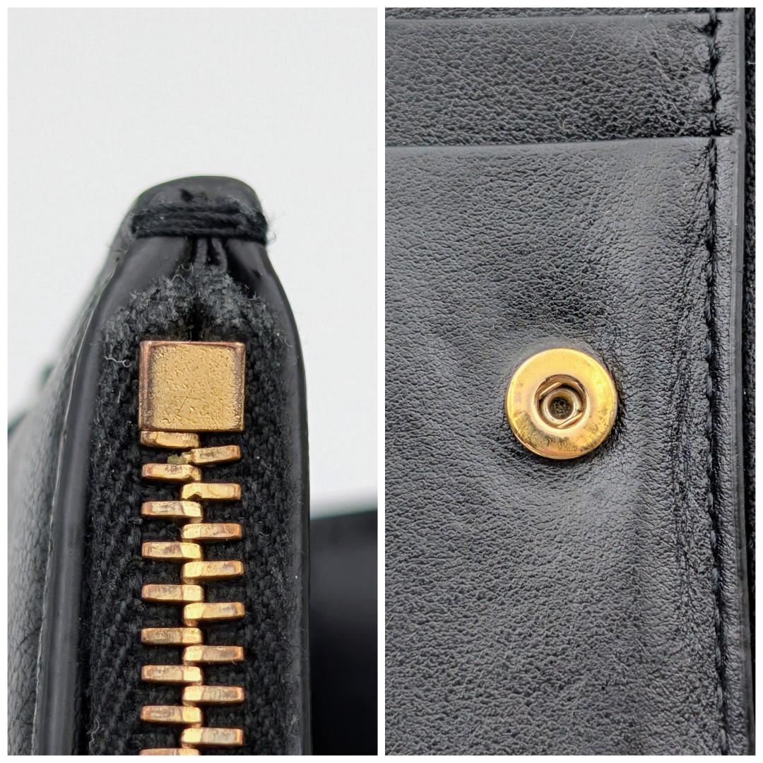 ボッテガヴェネタ カセット 二つ折りファスナーウォレット ブラック RFID
