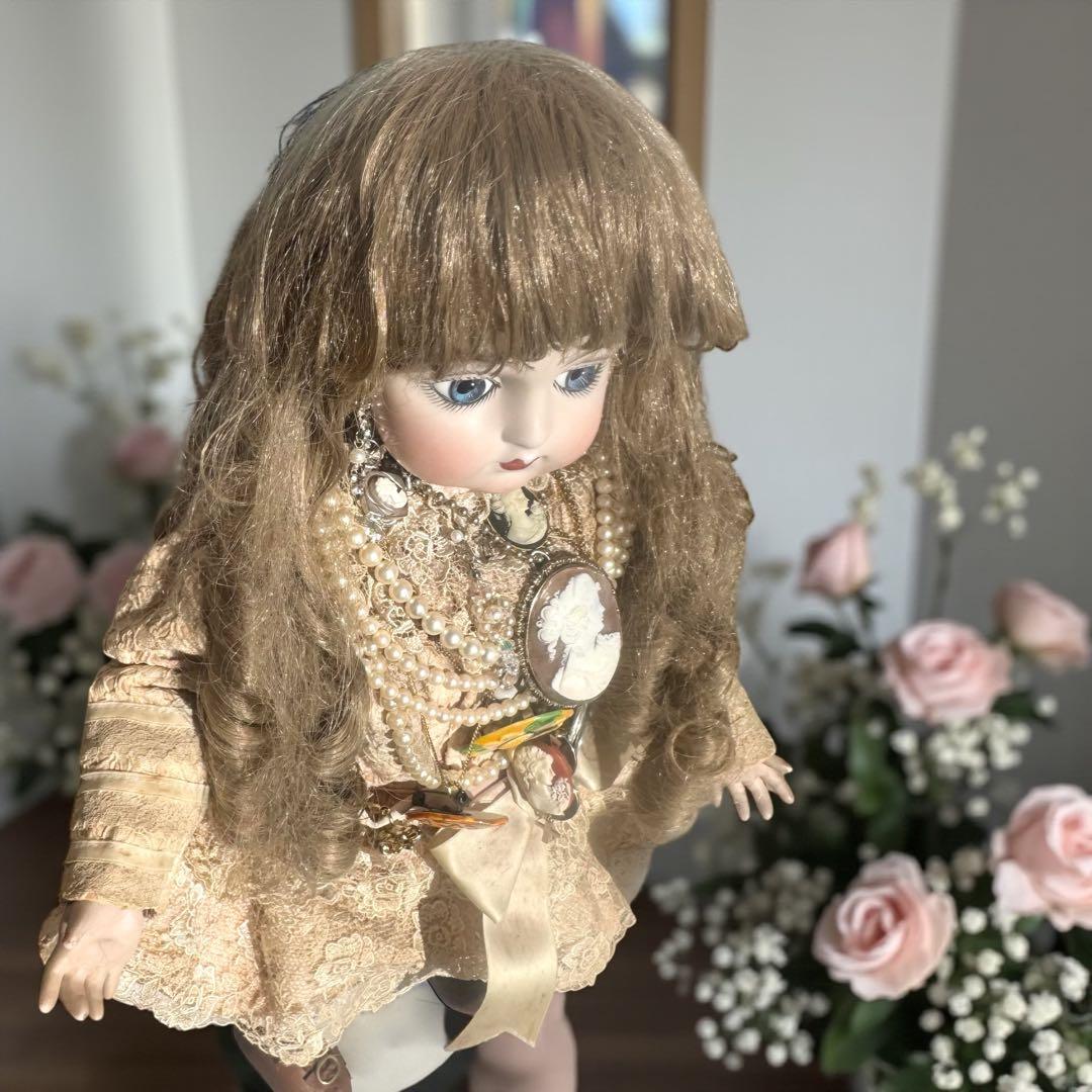 マドレーヌ ビスクドール ゴーチェ ホワイトドレス 麦わら帽子 カメオ
