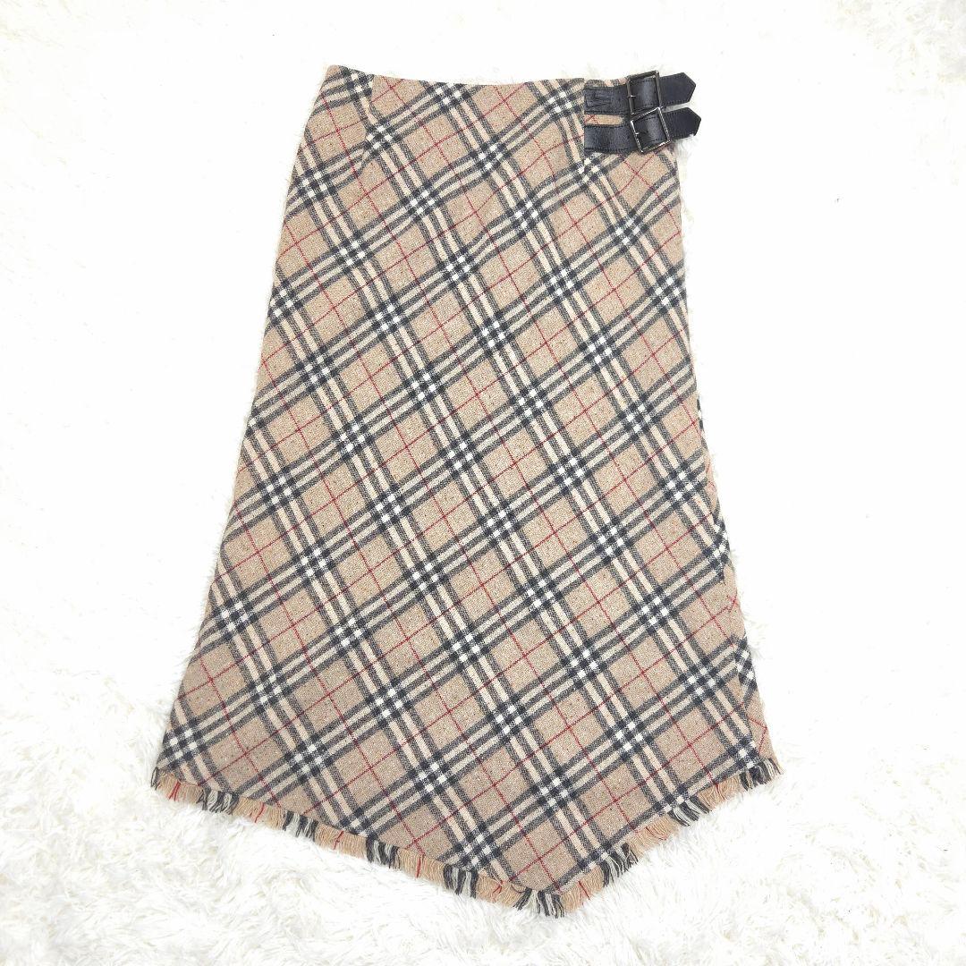 BURBERRY バーバリー 40 L ロング スカート ノバチェック ベルト