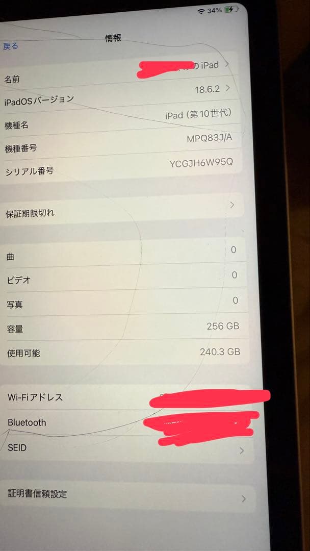 ipad第10世代256GB ジャンク品 WiFi➕セルラーモデル