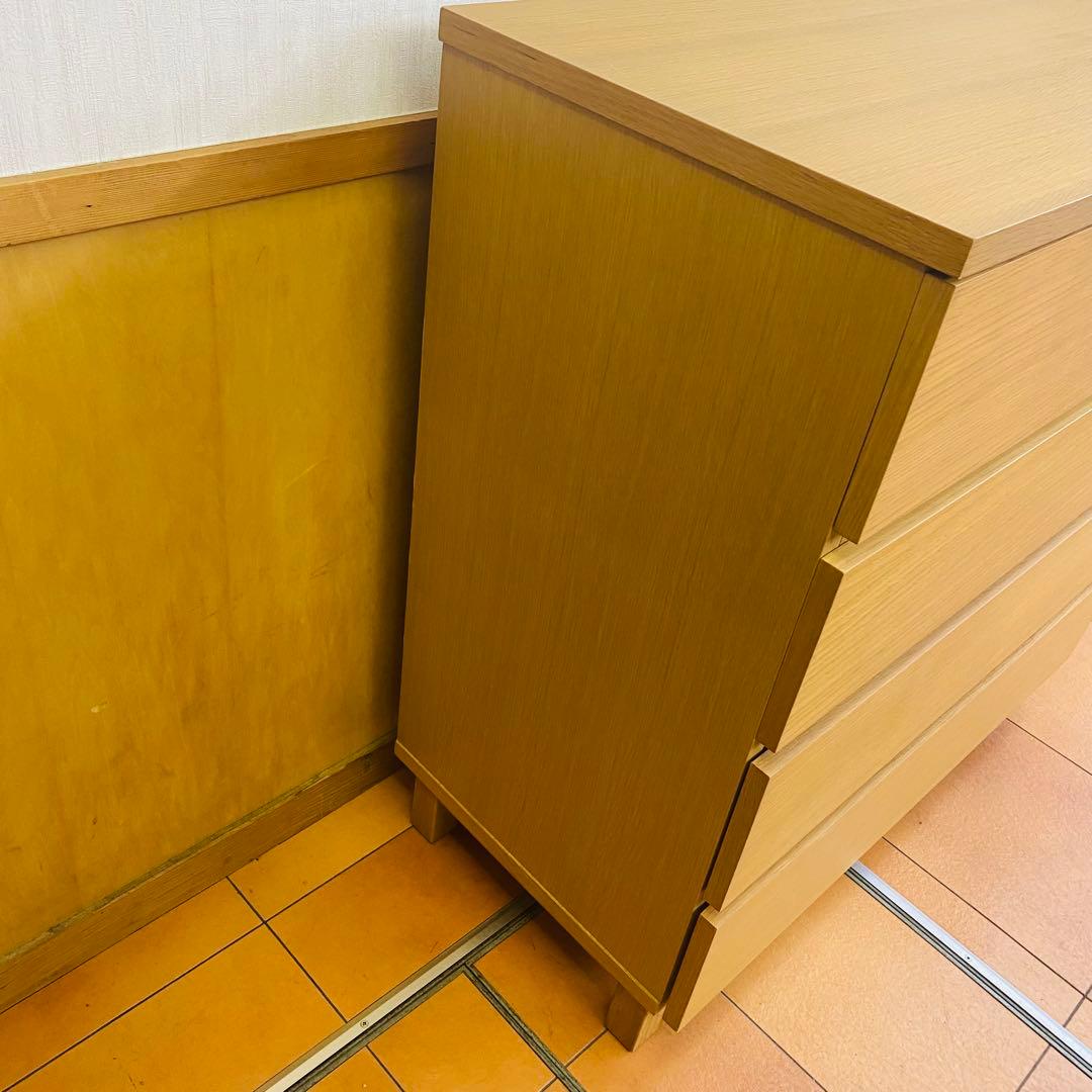 廃盤　自己配送　無印　チェスト　4段　オーク材　キャビネット