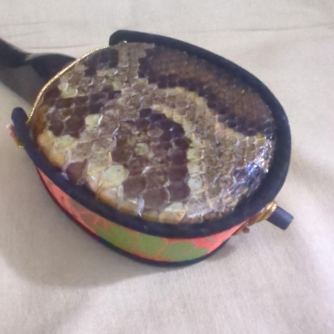【置物】蛇革 ヘビ皮 蛇柄 三味線 3弦