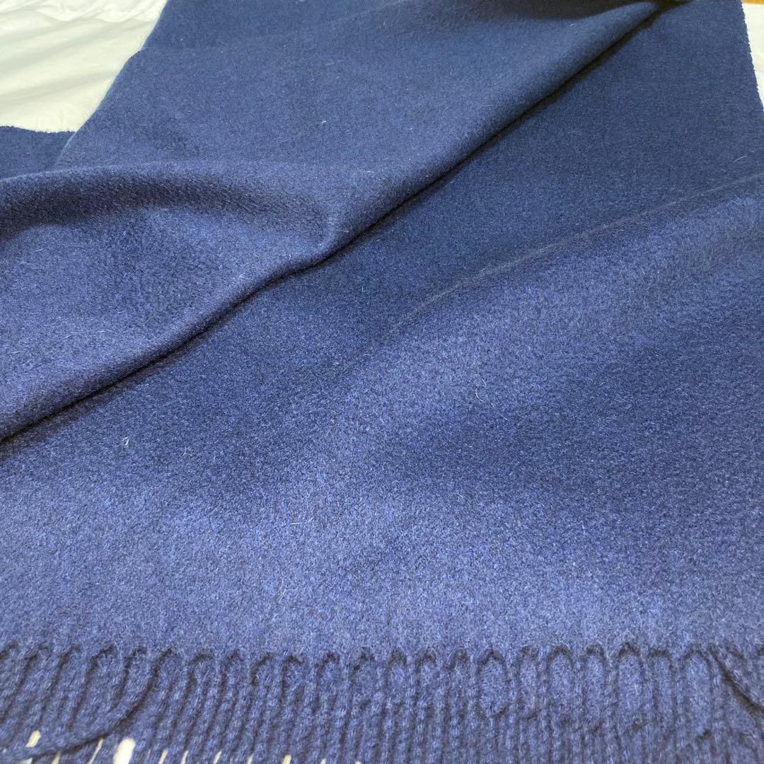 美品 ジョンストンズ カシミヤ100％ 大判ストール ライトネイビー 国内正規品