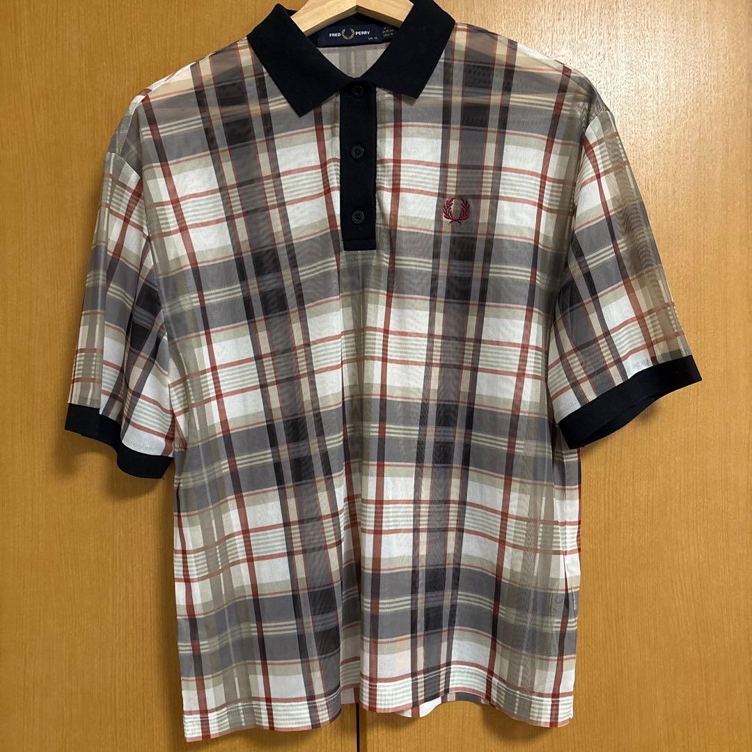 【美品】フレッドペリー ポロシャツ レディース メッシュ チェック 半袖