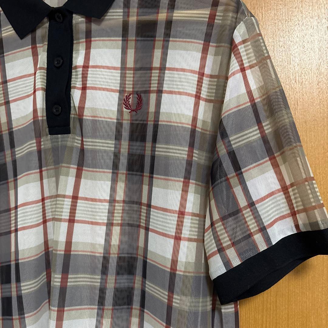 【美品】フレッドペリー ポロシャツ レディース メッシュ チェック 半袖