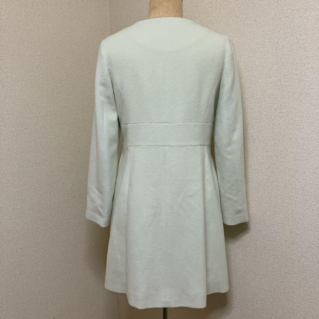 ハロッズ ノーカラーコート アンゴラ混 ミントグリーン お嬢様系 上品 美品 3