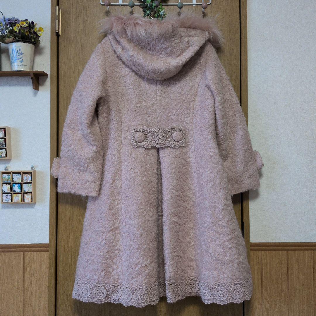 【超美品】ピンクハウス　可愛すぎ♪ラクーンファー付きオーバーコート