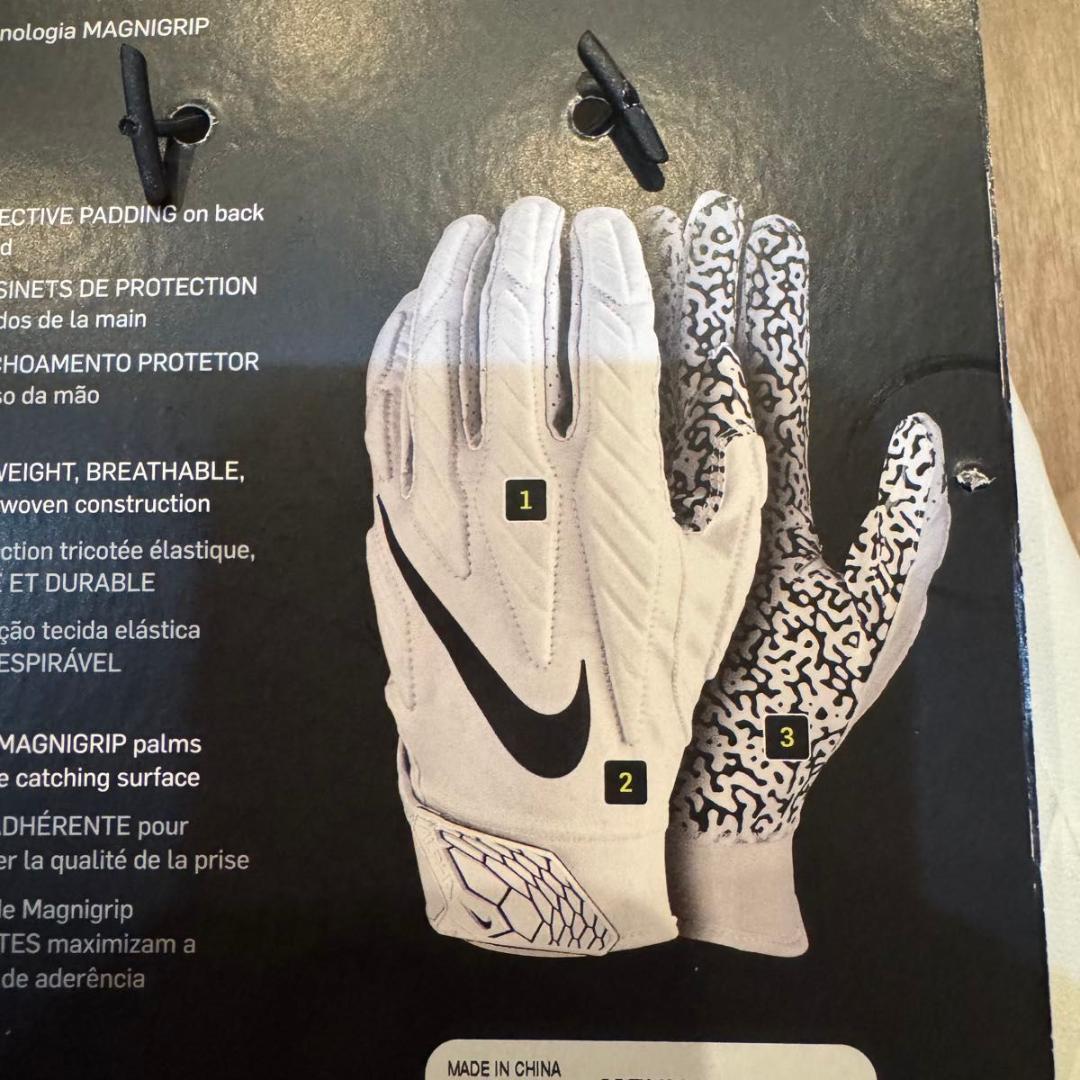 ナイキ メンズ アメフト グローブ XL ホワイト 手袋 NIKE フットボール