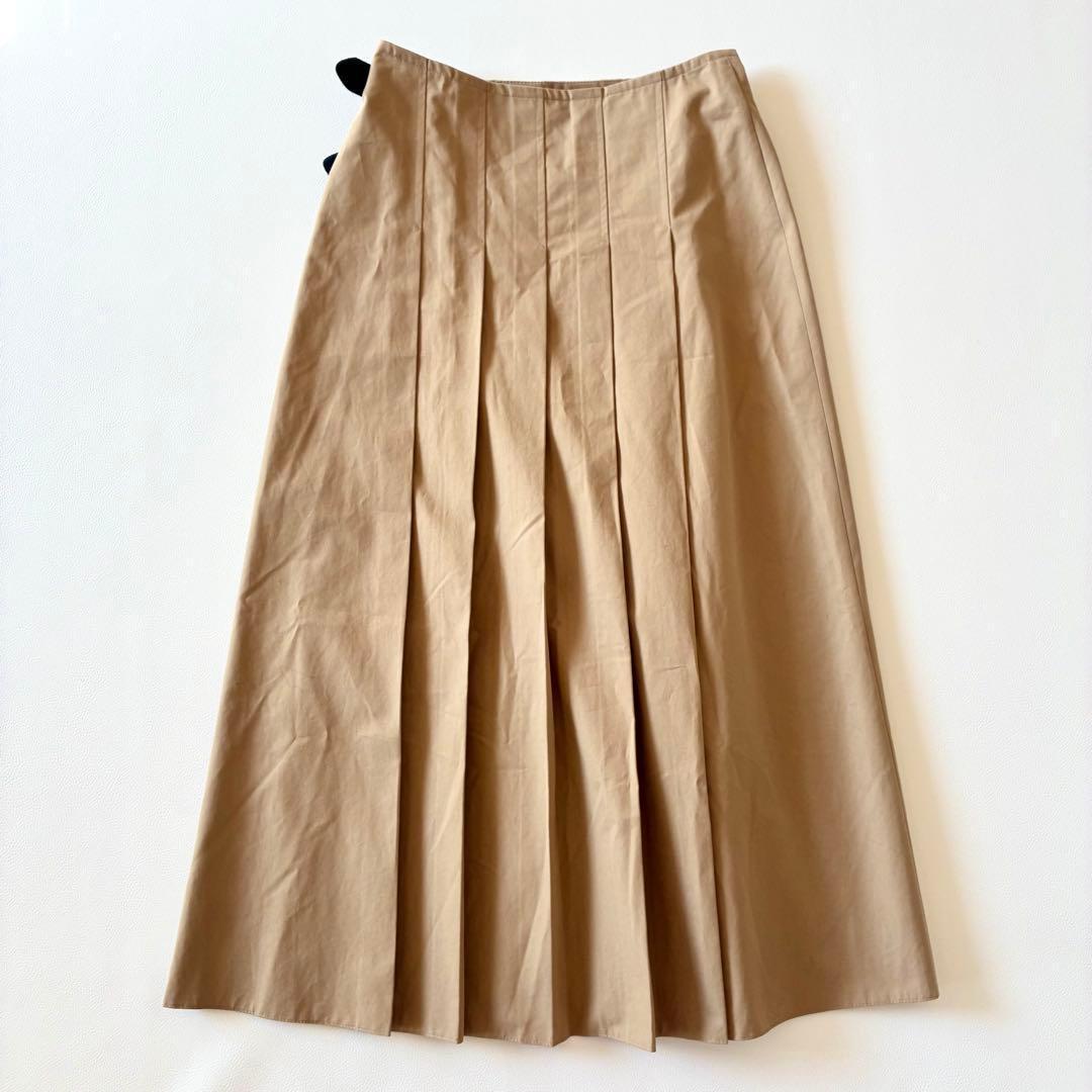 極美品✨オニールオブダブリン　ラップスカート　プリーツ　無地　コットン　ベージュ