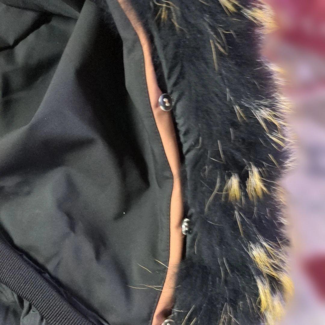luxury fur フード付きブラックロングコート XLサイズ