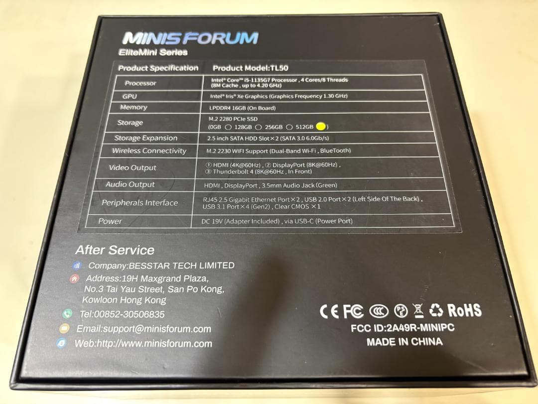 ミニPC MINISFORUM TL50 16GB 1TB Windows 11 Pro