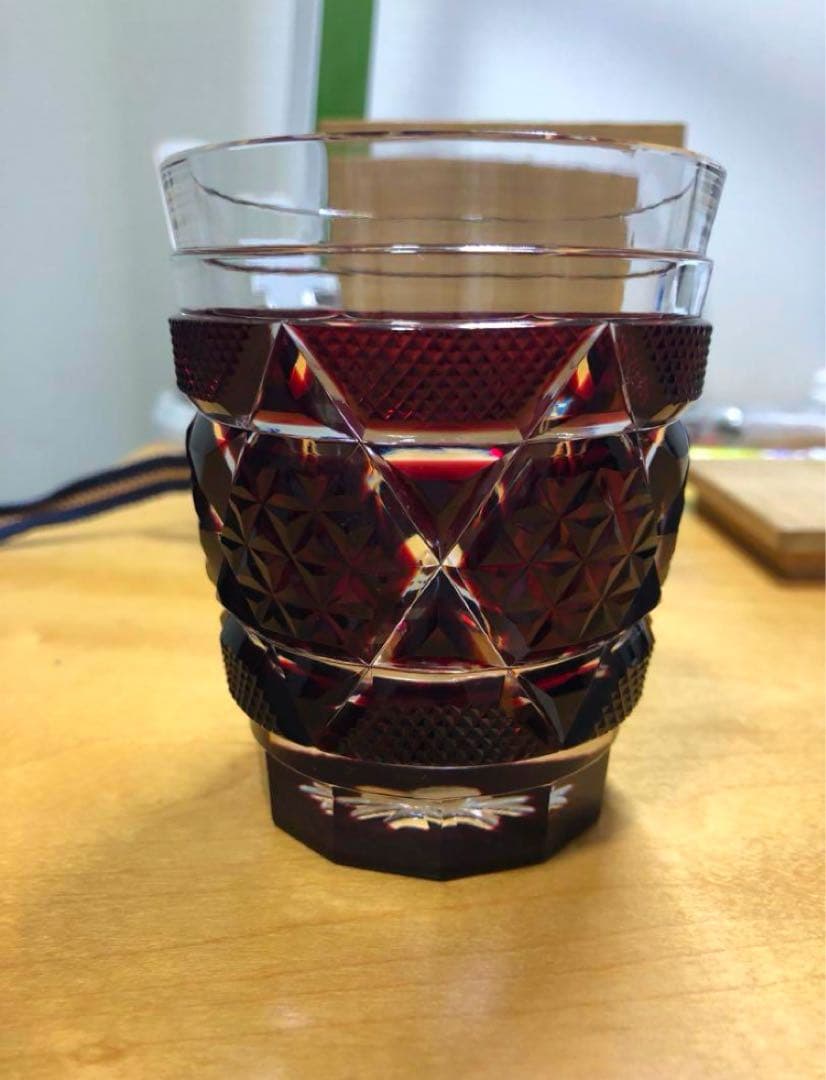 創作　島津薩摩切子　色被せガラス　オールドファッションズタンブラー(未使用)