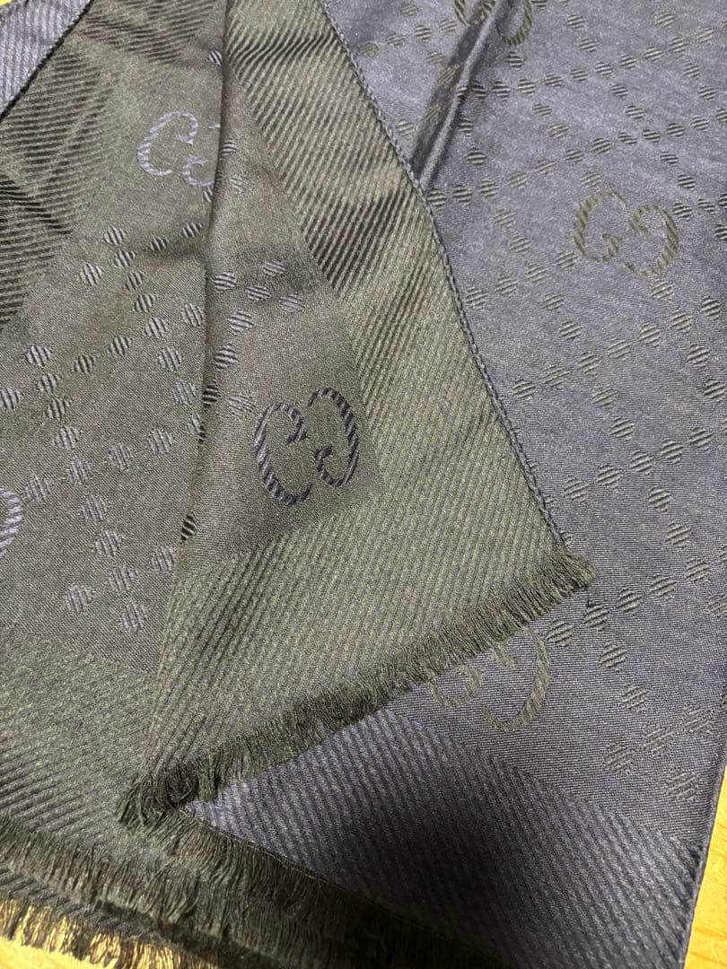 GUCCI グッチ GGロゴ ストール　ダークネイビー　美品