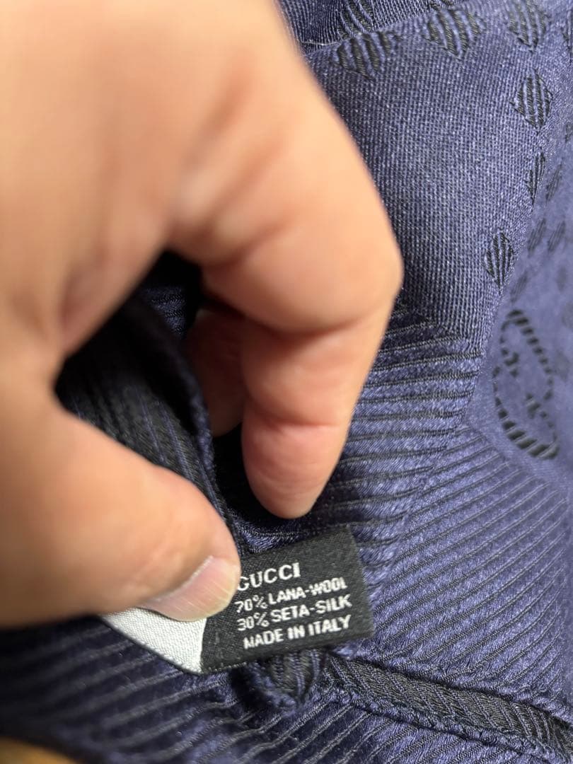 GUCCI グッチ GGロゴ ストール　ダークネイビー　美品