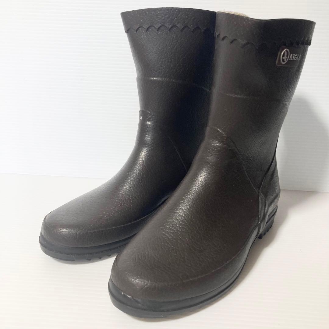 AIGLE エーグル ラバーブーツ ビゾン ブラウン 23cm