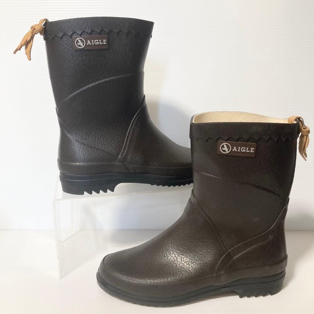 AIGLE エーグル ラバーブーツ ビゾン ブラウン 23cm
