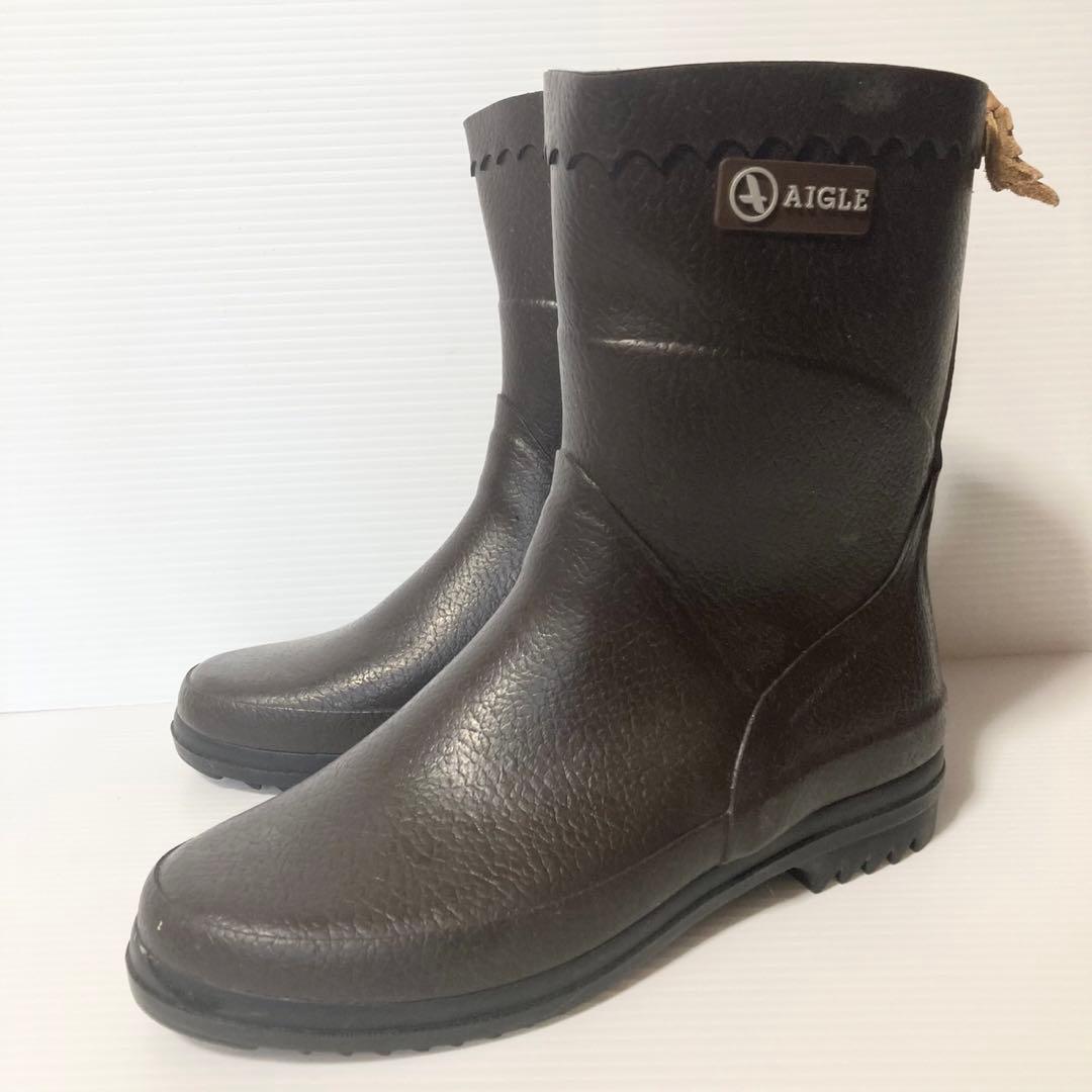 AIGLE エーグル ラバーブーツ ビゾン ブラウン 23cm