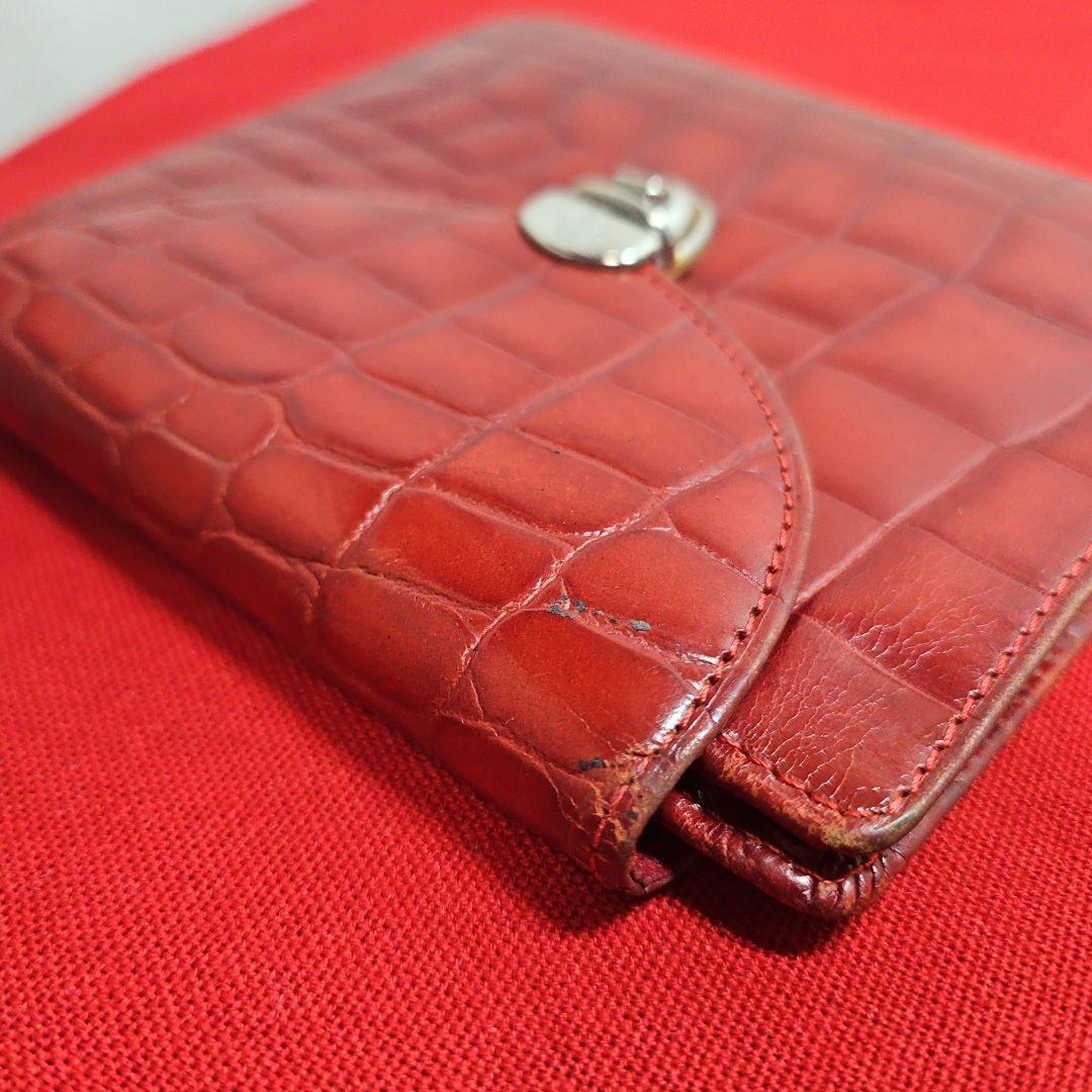 希少 GIANNI VERSACE ブラウン クロコ型押し 財布 ヴィンテージ