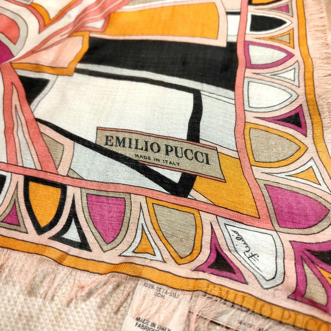 EMILIO PUCCI シルク100%幾何学模様 ストール 未使用品