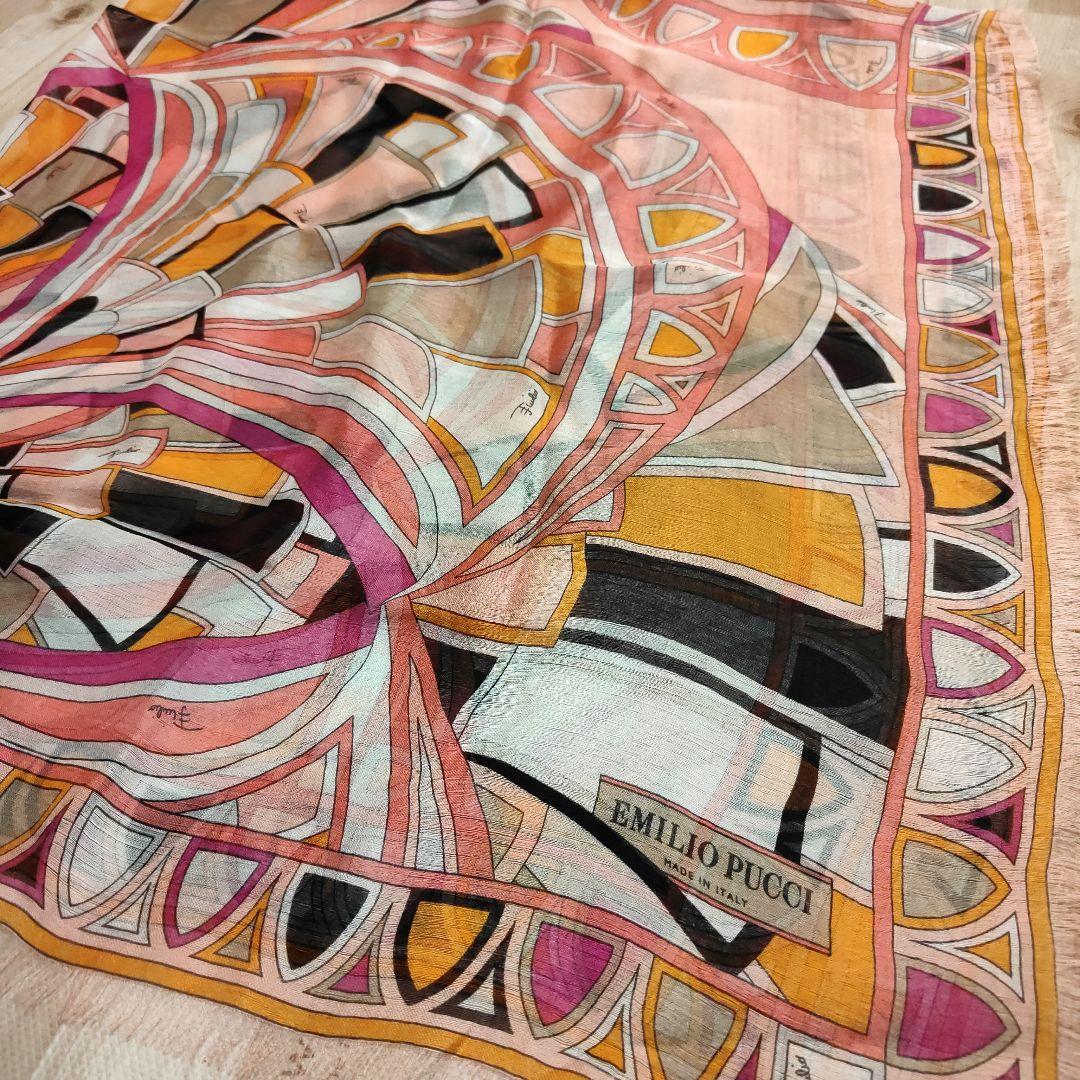 EMILIO PUCCI シルク100%幾何学模様 ストール 未使用品