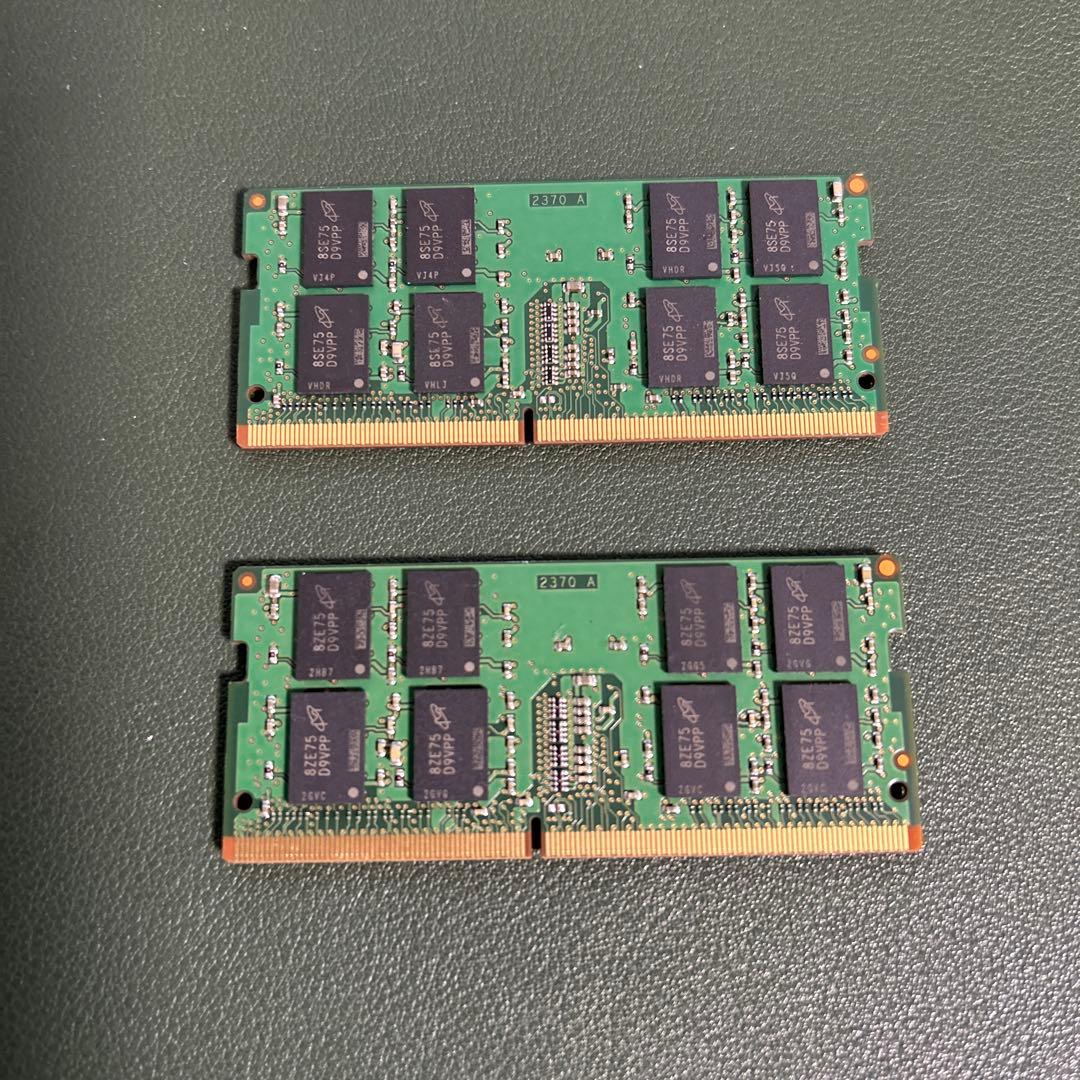 Micron製ノートPC用メモリ16GB x 2 (PC4-2400T)