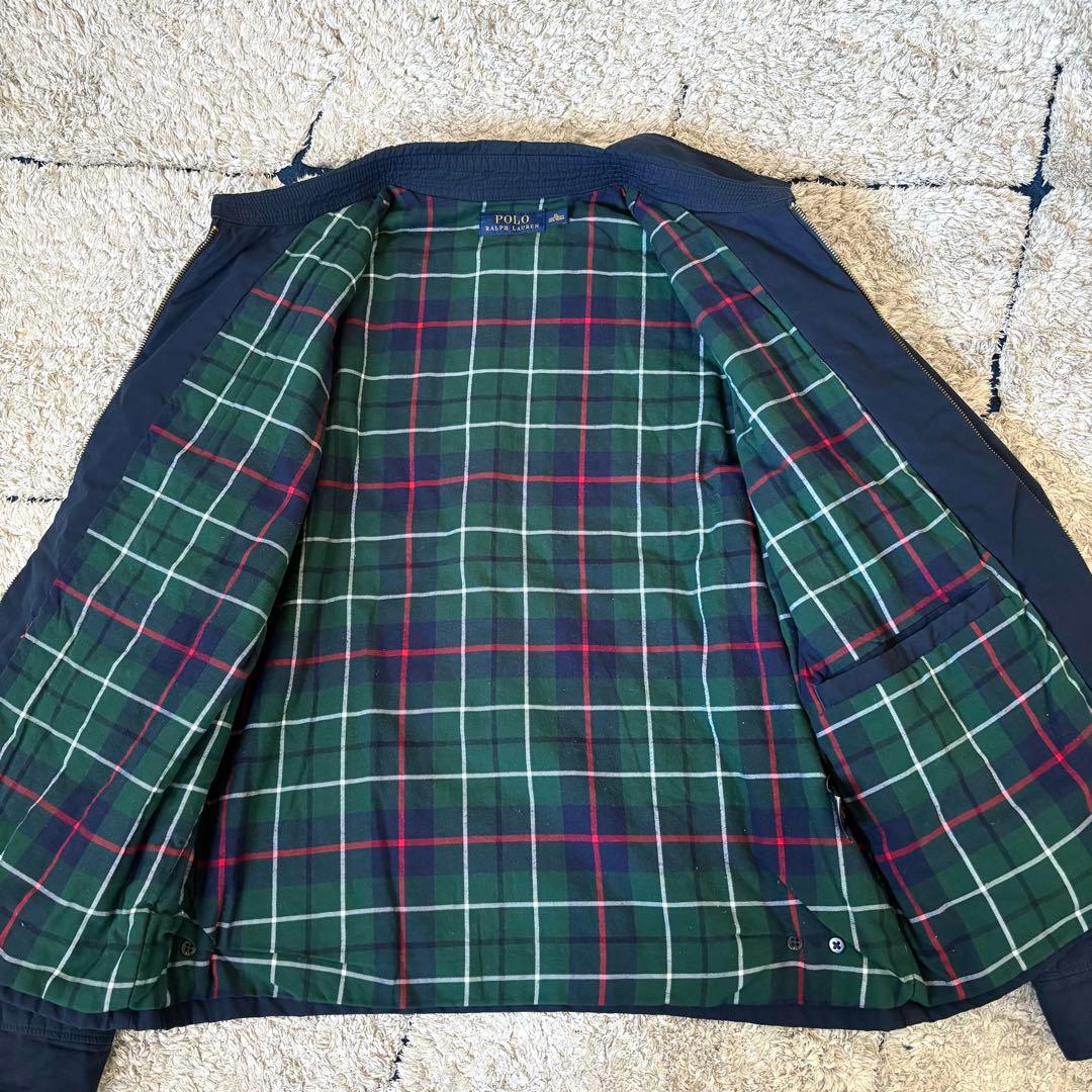 【XLサイズ✨】ポロラルフローレン　スイングトップ　チェック　中綿　刺繍　紺色
